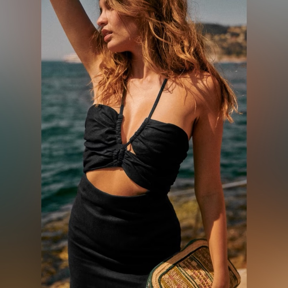 Sezane Pearl dress - 100% linen black Size 2